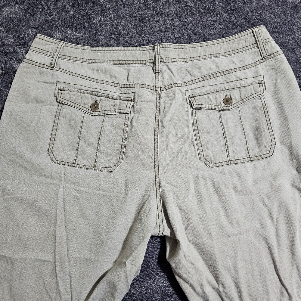 Sonoma Cargo Capri Cropped Pants Light Gray Cotton Lightweight Womens Size 16 - Picture 13 of 13